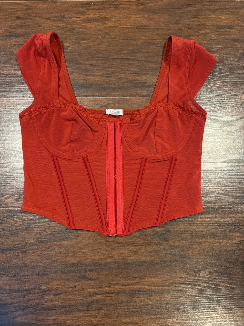 Garage Red Bustier Corset Top
